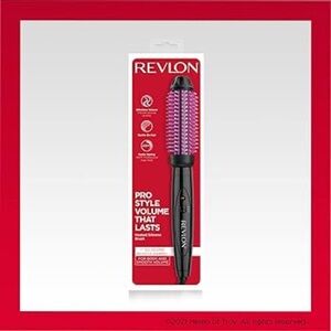 NEW REVLON Silicone Bristle Heated Hair Styling Brush 1inch Barrel (Black/Pink)